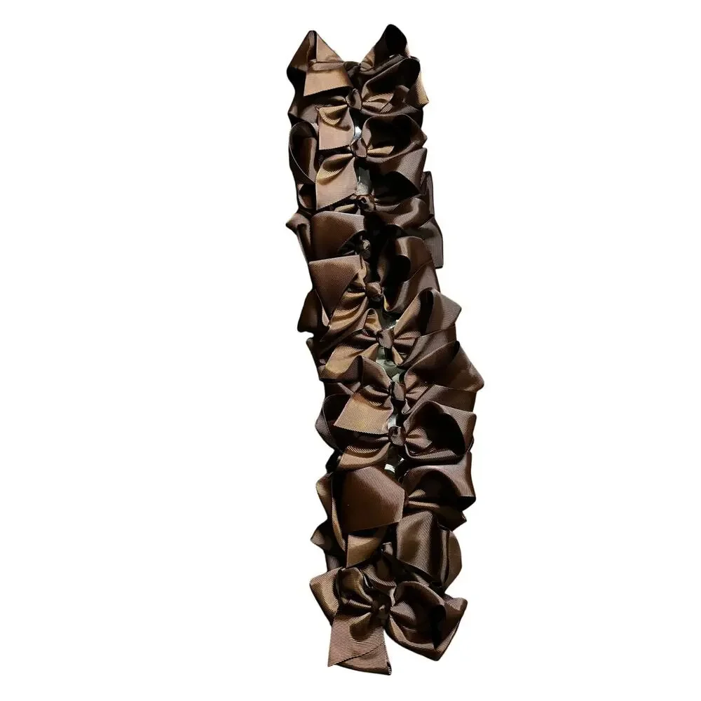 NWT Set of 12 Chocolate Brown Clamp Hair Bows About 5ish Inches Each